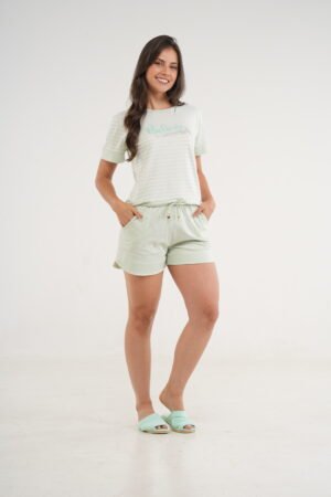 Pijama Malha Algodão Com Poliéster